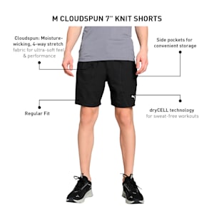 CLOUDSPUN Men's Training Knit 7" Shorts, PUMA Black, extralarge-IND